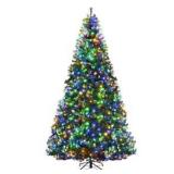 Costway 7 ft Pre-lit Artificial Christmas Tree Hinged Xmas Tree