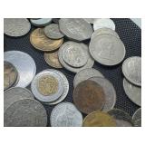 1 1/2 LBS of Foreign Coins - Some Silver, Old and New, approximately 100 Coins- some silver.