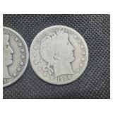 Two Barber Half Dollars, 1901 and 1908