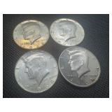 Four 40% and Proof Kennedy Half Dollars, (3) 1968S & 2005S Clad