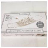 Aromatherapy Bathtub Caddy Reading Rack Candle Holder Wine Glass Holder Open Box