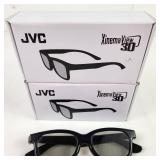 Lot Of Four JVC Xinema View 3D Glasses And One Pair Of Real 3D Glasses