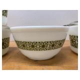 Group of Vintage PYREX Green Butterfly Baking Dishes & Mixing Bowl