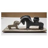 Signed Studio Art Pottery Horse Candle Holder & Tray