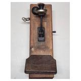 Antique Quartersawn Oak Wall Telephone by Teh American Tel & Tel Company