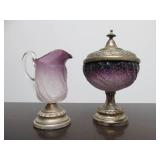 2 Wonderful Pieces of Two-Tone Amethyst Overshot Glazed Glass