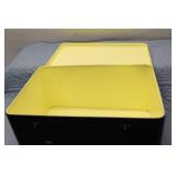 Vintage Black Metal Storage Box with Yellow Interior