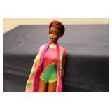 Vintage Barbie Doll with Colorful Swimsuit and Cover-Up