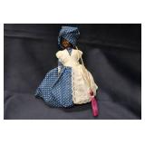 Vintage African American Doll in Blue Polka Dot Dress