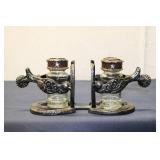 Vintage Horseshoe-Shaped Salt and Pepper Shaker Set with Glass Bottles