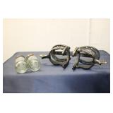 Vintage Horseshoe-Shaped Salt and Pepper Shaker Set with Glass Bottles