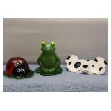 Lot of 3 Decorative Figurines: Ladybug, Frog, and Panda