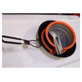 Campfire Cooking Set with Nonstick Fry Pan and Melamine Bowls