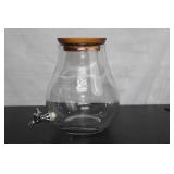 7-Liter Glass Teardrop Drink Dispenser with Wooden Lid