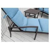 Pair of Metal Patio Lounge Chairs and Side Table