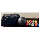 Gym Bag with 10 Pound Rubber Slam Ball and Lacrosse Ball and Other Posture and Pressure Point Tools