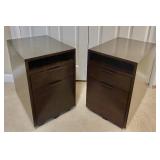 Pair of Dark Wood Stylish Filing Cabinets