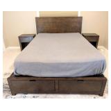 Queen Size Wood Storage Bed Frame and Matching Nightstands