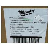 MILWAUKEE Lot of 4 Boxes of- 1/2" Drive Standard Impact Sockets (total of 173 sockets) (see description for details)