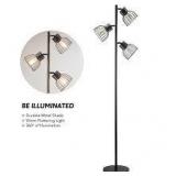 ORE International 65" Adjustable Cage Shade Metal Floor Lamp Black Matte