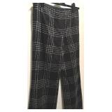 ESCADA Beautiful Black and White Wide Leg Pants with Leather Detailing at Waist