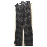 ESCADA Beautiful Black and White Wide Leg Pants with Leather Detailing at Waist