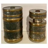 Vintage Hammered Tin and Brass Candleholders