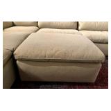 Cream Velvet Printed Sectional Couch with Ottoman