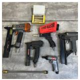 Pneumatic Tool Lot including Campbell Hausfeld 1/4" Air Gun Screw Driver, PASLODE S16 Stapler, and More!