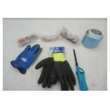 6 pack applicator pads, safety glasses, gloves, lighter