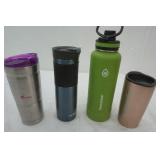 stainless coffee mugs/water bottles. Contigo. Bubba. ThermoFlask.