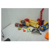 Kid toy lot, all plastic, guitar and firetruck and other