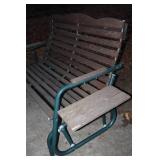 Patio Furniture…Wrought Iron Wood Glider Bench…