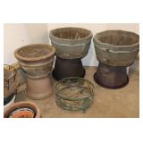 12” Cedar Flower Pot Planters x2, 10” Clay Flower Pot, 12” Metal Planter Pot Base, Plastic Pots Etc…