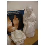 3 Piece 28" Marble White Nativity Set Lighted Blow Mold General Foam Plastics...