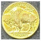 24kt Gold Plated Buffalo Nickel