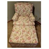 Ethan Allen Pink Flowered Chair & Ottoman