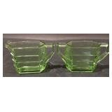 Vintage Uranium Rectangular Tea Room Creamer & Sugar Set