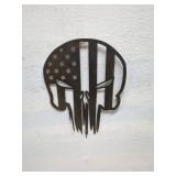 Metal Punisher Skull with American Flag Design Wall Art