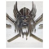 Decorative Metal Wall Art Featuring Viking Warrior and Axes