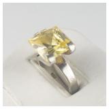 Lemon Quartz Sterling Silver Ring. Size 6 - 6.25.