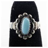 Bell Trading Post  Turquoise Sterling Silver Ring. Size 4 - 4.25.