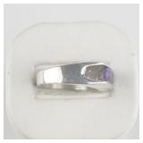 Oval Cut Amethyst Sterling Silver Ring. Size 7 - 7.25.