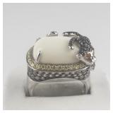 Victoria Weick Absolute & White Agate Monkey Sterling Silver Statement Ring ***Estimated Replacement Value $300***. Size 10 - 10.25.