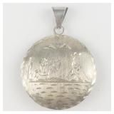 Mexico (Unknown) Reversible Large Mayan Sun & Sombrero sterling silver pendant (no chain).