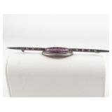 Pink & White Multi-Gemstone Sterling Silver Brooch .