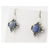 Quoc Lapis Lazuli Sterling Silver French Wire Earrings .