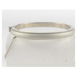 Floral Etched Matte Two Tone Base Metal Hinged Bangle.