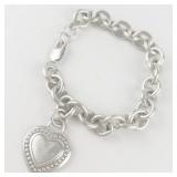 Judith Ripka Sterling Silver Heart Charm Bracelet.