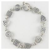 Geometric Shapes Sterling Silver Bracelet.